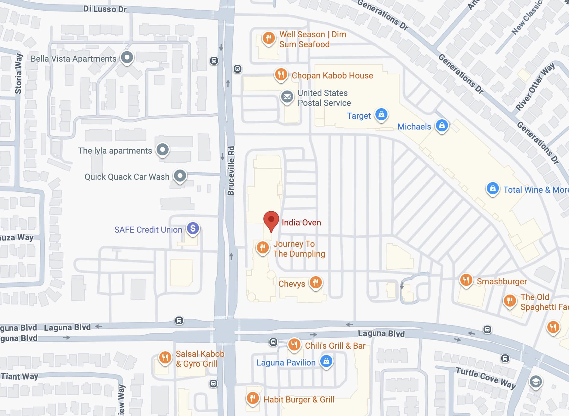 Map showing India Oven – Elk Grove
