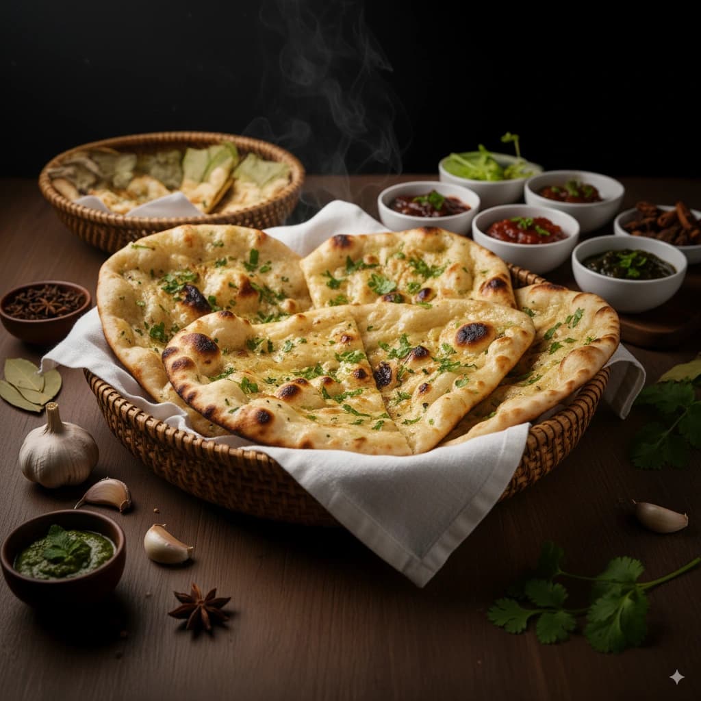 India Oven garlic naan