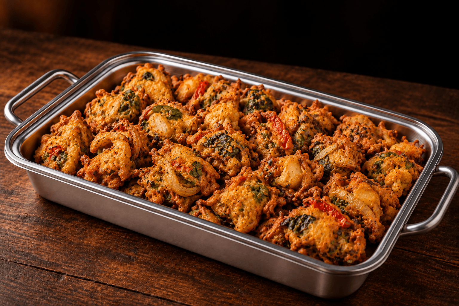 Mix Veg Pakora Tray, party tray catering selection at India Oven in Citrus Heights