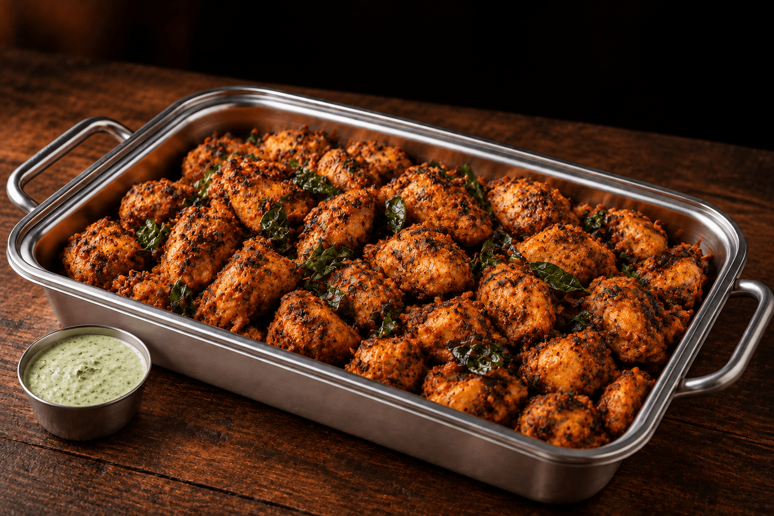 Spiced Curry Leaf Chicken Tray, party tray catering selection at India Oven in Citrus Heights