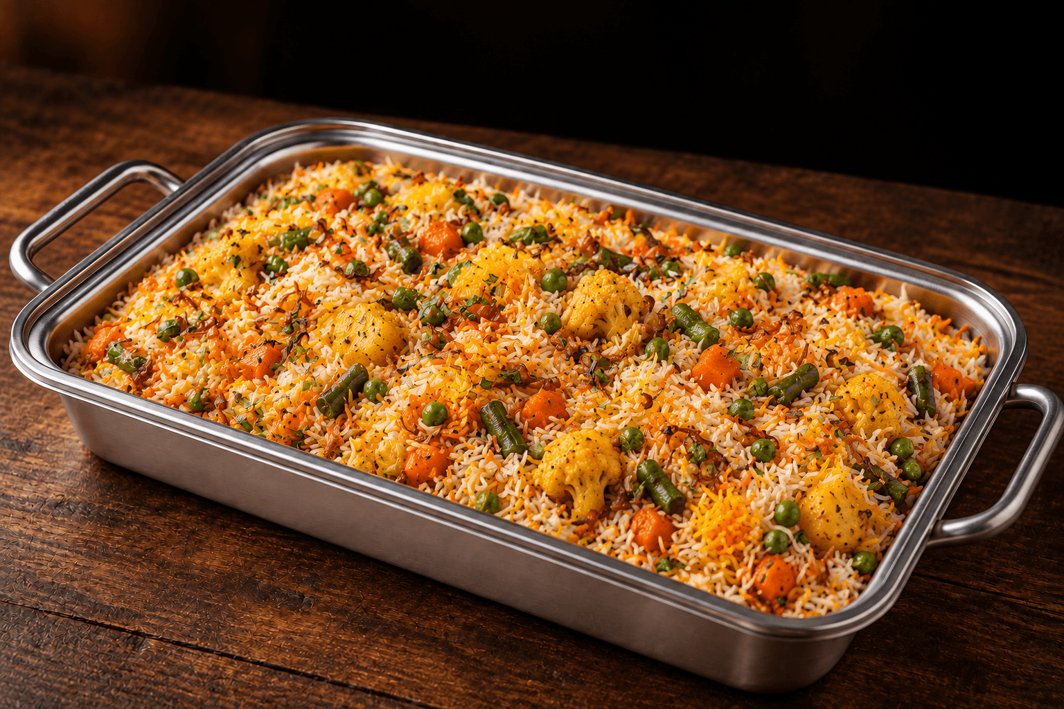 Veg Biyani Tray, party tray catering selection at India Oven in Citrus Heights