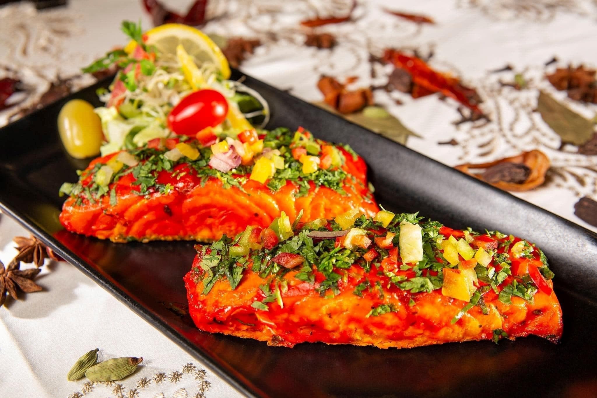 Tandoori Salmon, served at India Oven Sacramento