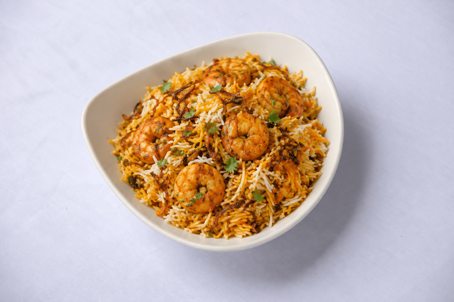 Shrimp Biryani, served at India Oven Sacramento