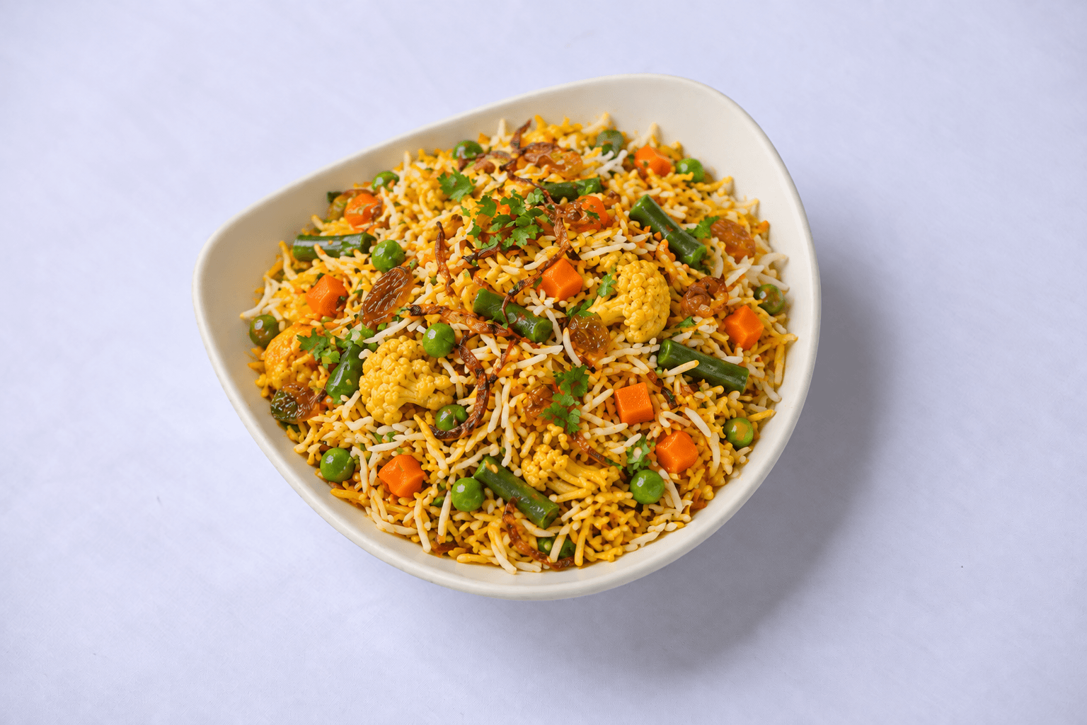 Seasonal Vegetable Biryani, served at India Oven Sacramento