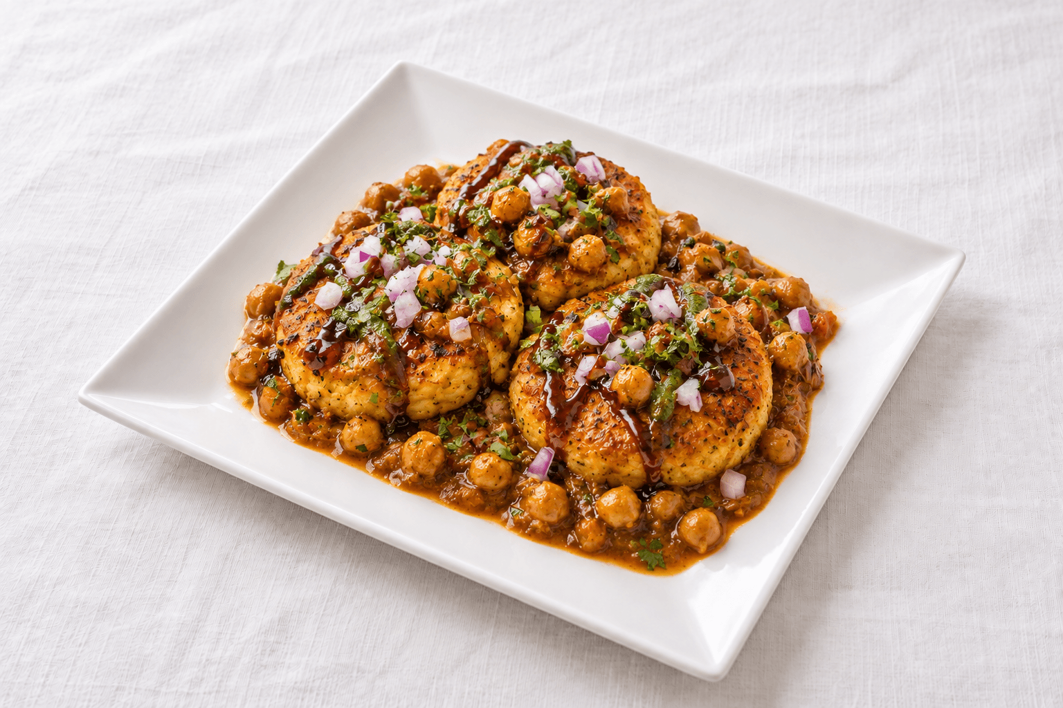 Aloo tikki chole, served at India Oven Sacramento