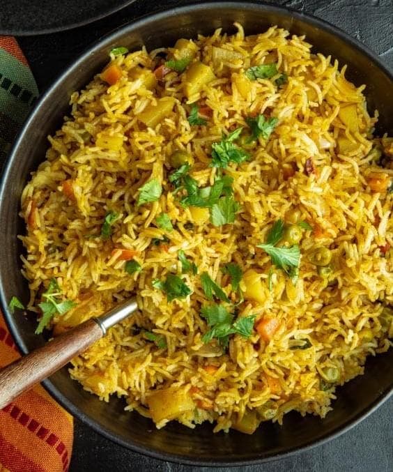 Seasonal Vegetable Biryani, served at India Oven Sacramento