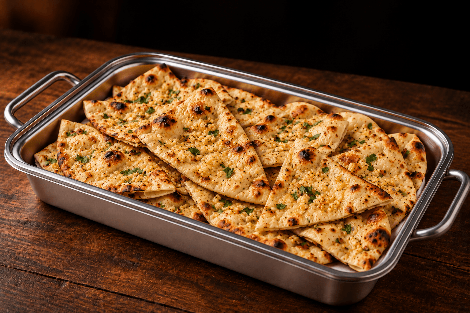 Garlic Naan Tray, party tray catering selection at India Oven in El Dorado Hills