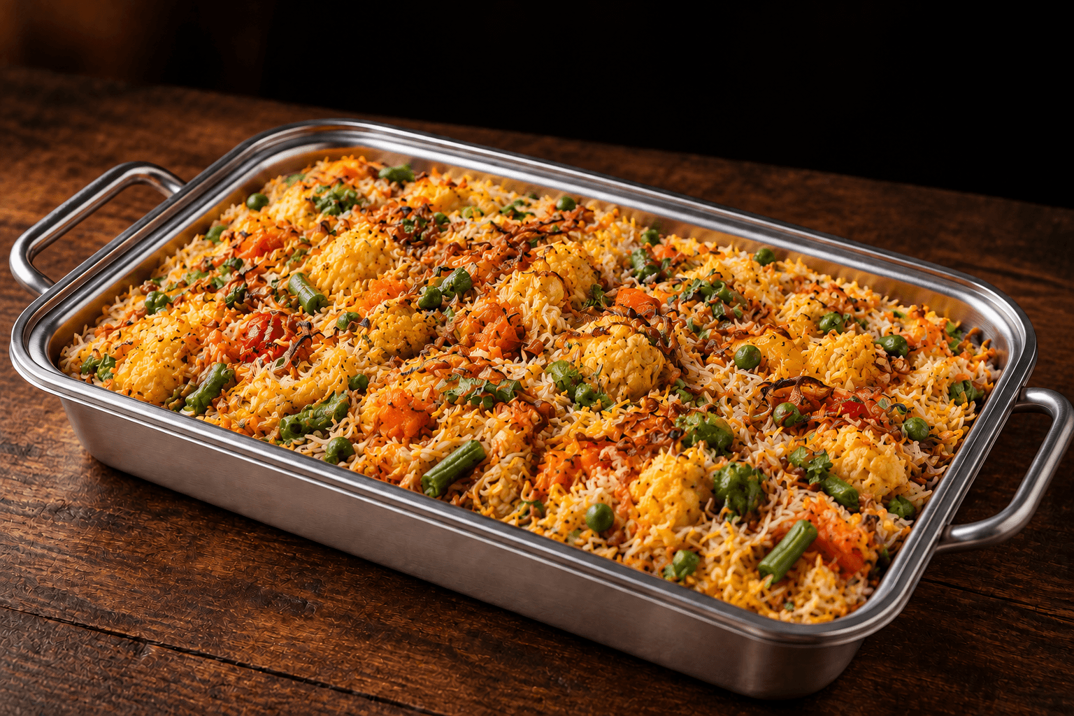 Veg Biyani Tray, party tray catering selection at India Oven in El Dorado Hills