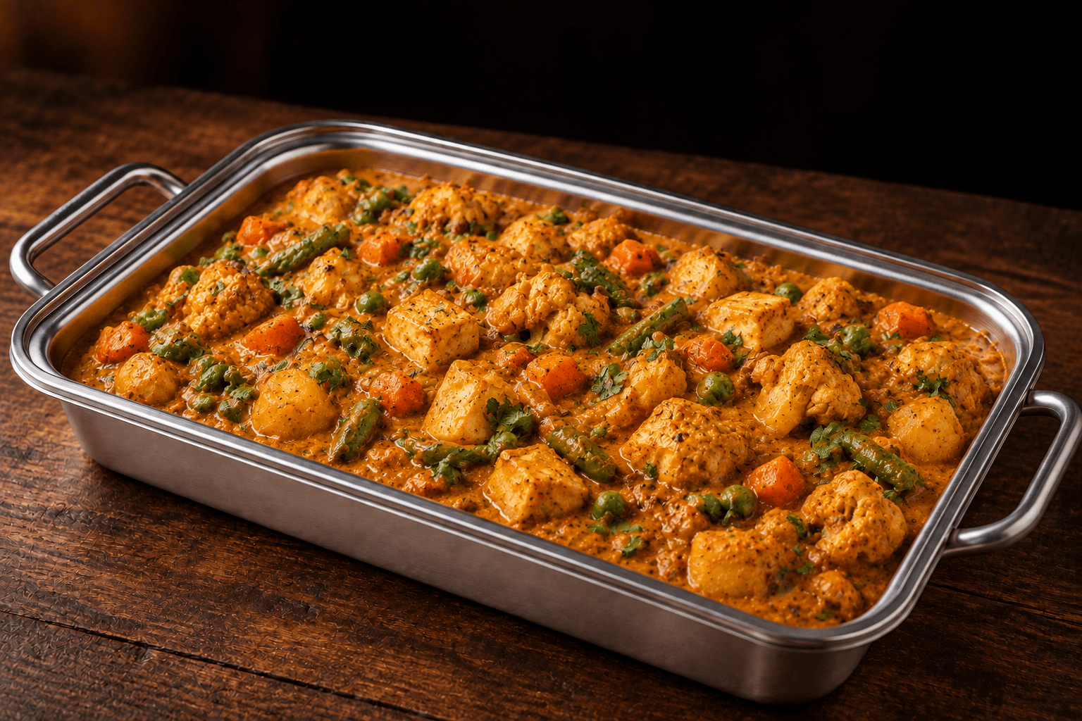 Navrattan Korma Tray, party tray catering selection at India Oven in Roseville