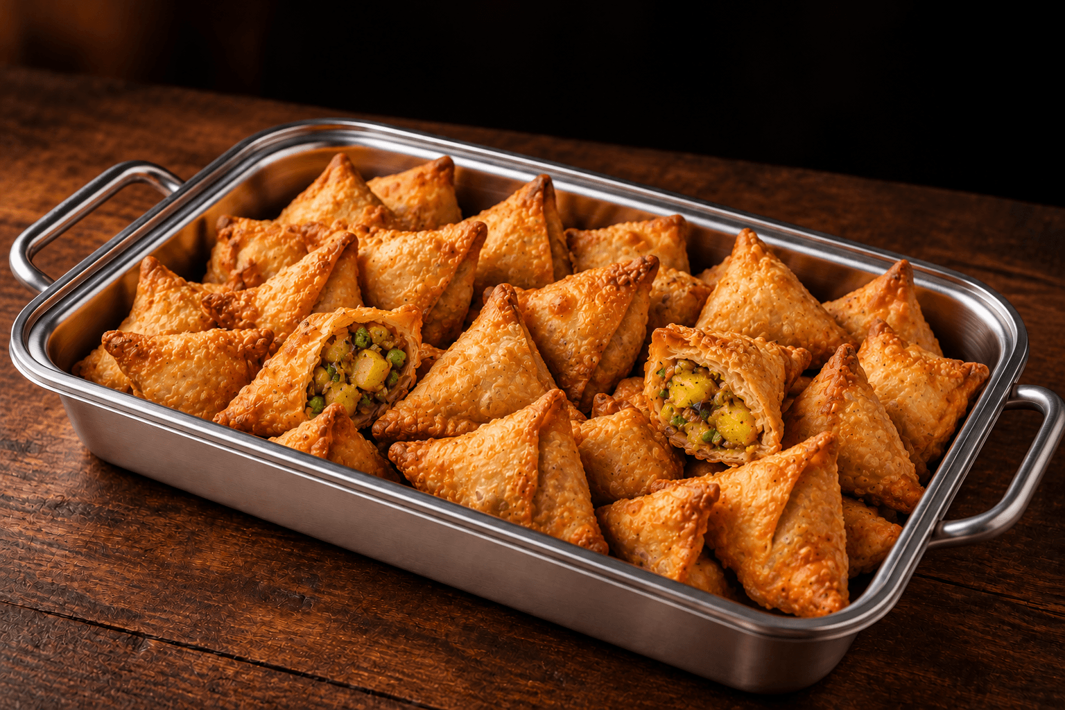 Veg Samosa Tray, party tray catering selection at India Oven in Roseville