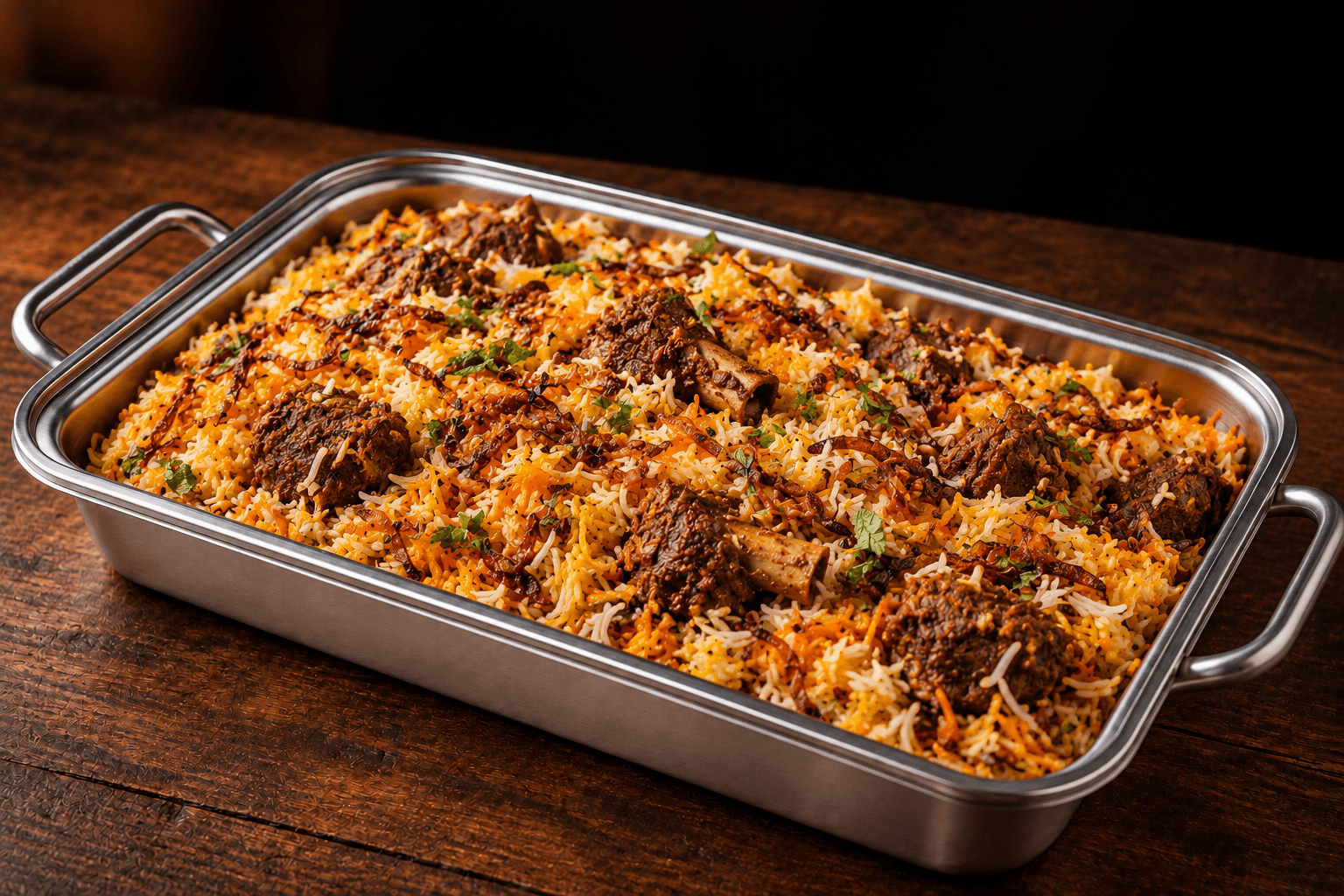 Goat Biryani Tray, party tray catering selection at India Oven in Roseville