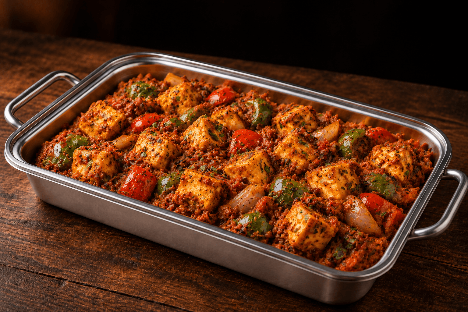 Paneer Kadhai Tray, party tray catering selection at India Oven in Roseville