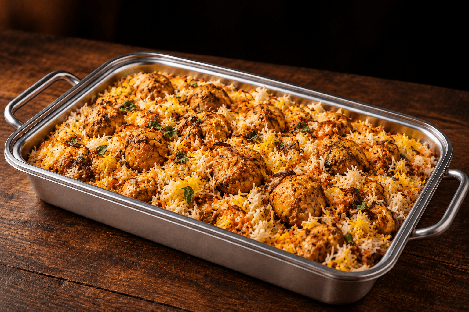 Chicken Biryani Tray, party tray catering selection at India Oven in Grass Valley
