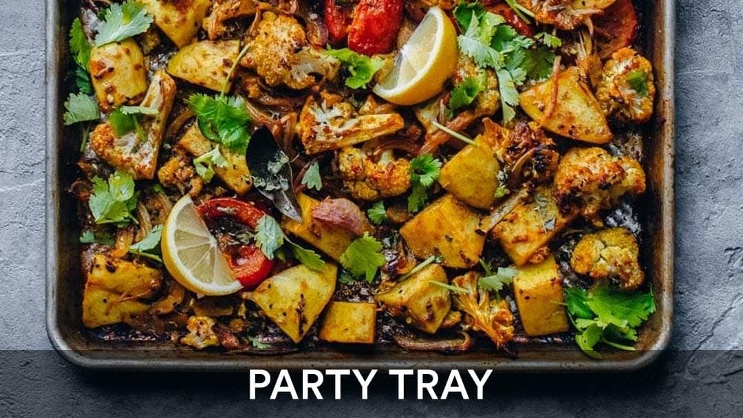 Aloo Gobi Tray, party tray catering selection at India Oven in Elk Grove