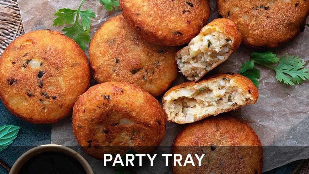 Aloo Tikki Tray, party tray catering selection at India Oven in Elk Grove