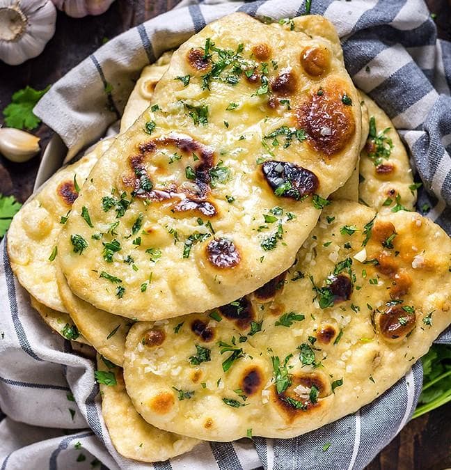GARLIC NAAN, served at India Oven Elk Grove