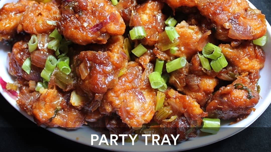 Gobi Manchurian Tray, party tray catering selection at India Oven in El Dorado Hills