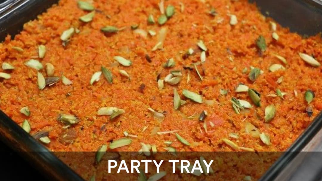 Carrot Halwa Tray, party tray catering selection at India Oven in Roseville