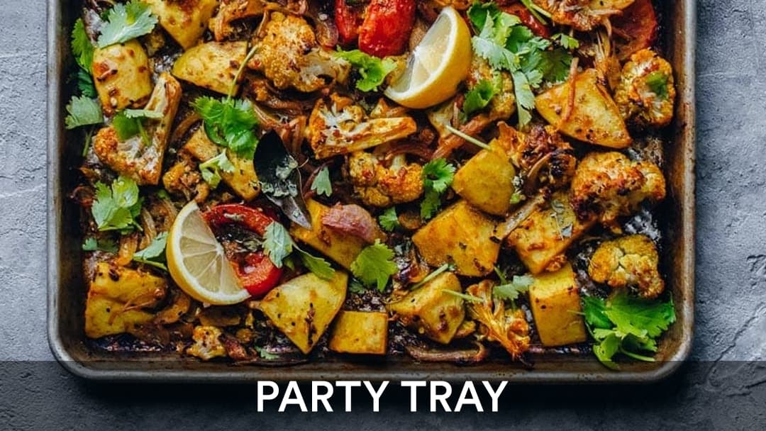 Aloo Gobi Tray, party tray catering selection at India Oven in Roseville