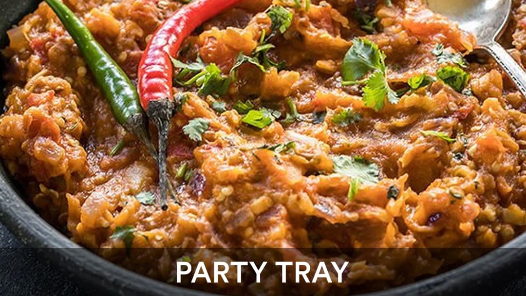 Baingan Bhurtha Tray, party tray catering selection at India Oven in Roseville