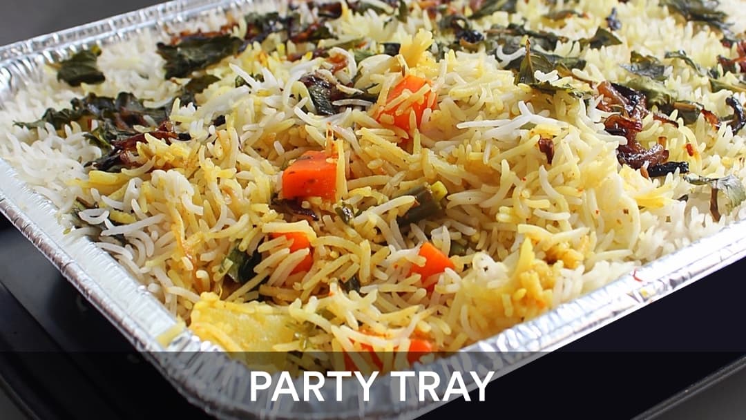 Veg Biyani Tray, party tray catering selection at India Oven in Roseville